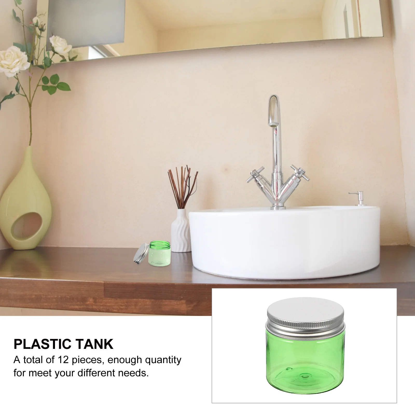 

12Pcs Empty Cream Bottles Plastic Jars with Cover Portable Travel Case for Shampoo Lotion Body Wash Essential Oil