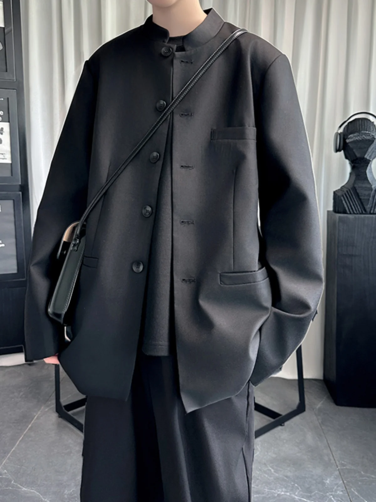 

Bla Henry Collar Suit Jaet for Men Autumn New Chinese Sle Trendy Brand Zhongan Suit High-End Feeling Haome Western...