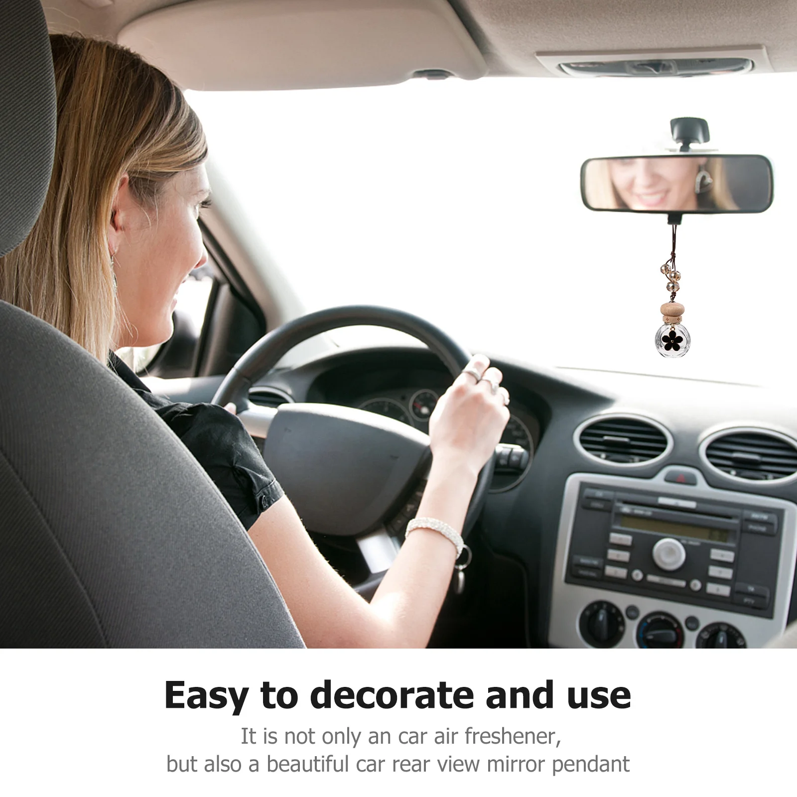 

1Pcs Car Perfume Bottle Pendant 6ml Transparent Glass Hanging Pendant Car Interior Perfume Bottle Rearview Mirror