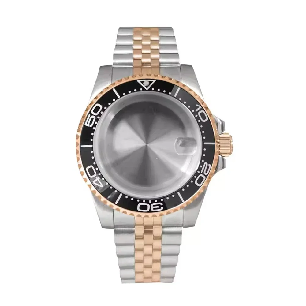 時計ケースセット,防水拡大鏡,サファイアガラス,ピンクゴールド,ステンレススチール,pvd,nh35,nh36ムーブメント,40mm