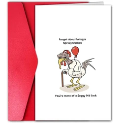 1pc, Fun cards, fun adult birthday cards for him, a chicken on crutches and balloons.