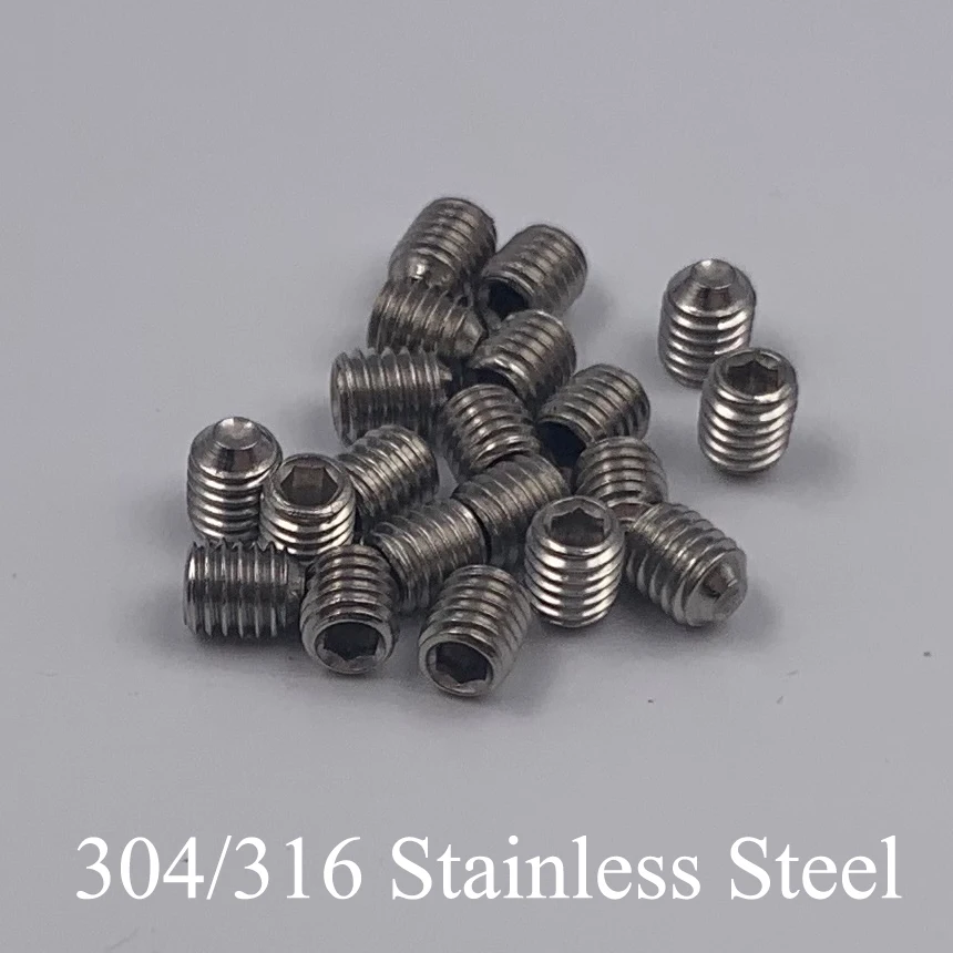 M8 M8*6/12/16/20/25/30mm 316 Stainless Steel 316SS DIN916 Inner Hex Hexagonal Socket Allen Head Grub Bolt Cup Point Set Screw