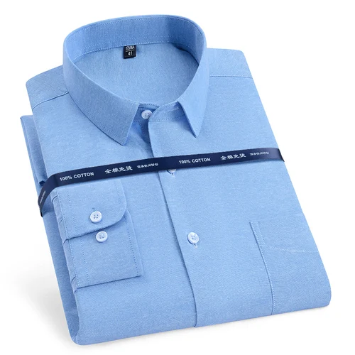 Imagen 2 del producto Camisas Oxford de algodón puro de gran tamaño 11XL 10XL 9XL para hombre, camisa Social informal de manga larga suave de ajuste estándar para hombre, ropa