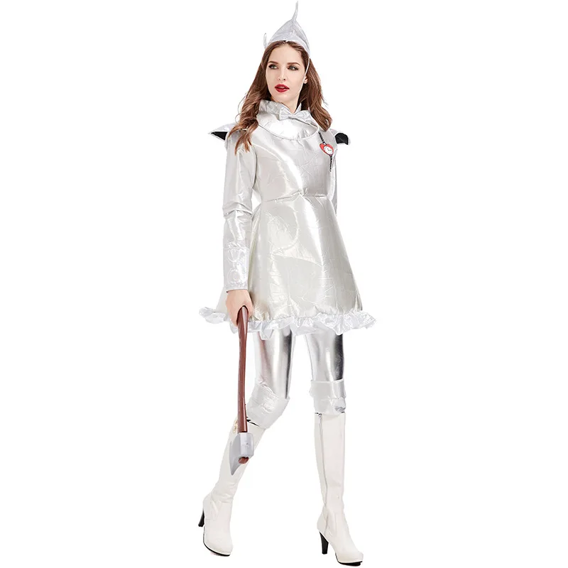 Halloween Wizard of Oz Tin Man Costume for Women Carnival Role Play Tinman Cosplay Outfit Costume Clown Circus Party Fancy Dress