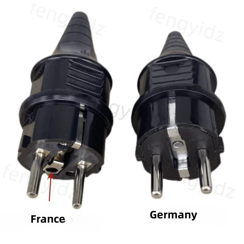 European Schuko 16A Power Plug IP44 Industry France/Germany Connector EU 2 Round Pins Adapter Type F AC Electrical Power