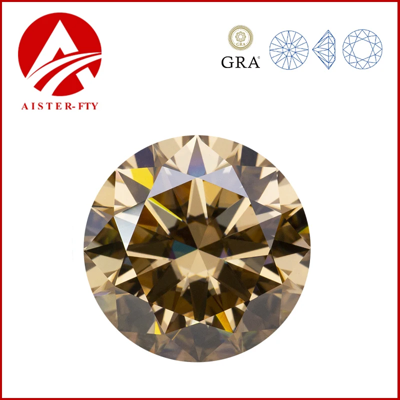 Never Fade Champagne Moissanite Stone with GRA Certificate 0.5-20.0ct VVS1 Pass Diamond Tester with GRA Certificate