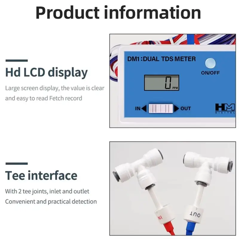 A98E-Digital Water Quality Tester Dual Probe Online TDS Detector Input/Output Water Quality Monitor For Tap Water Fish Tank