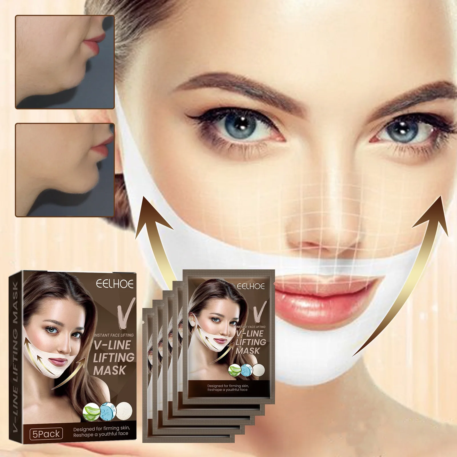 

1-30PCS/Lot V Line Mask Neck Mask Face Lift V Lifting Chin Up Patch 4D Ear Tightening Skinny Masseter Double Chin Reducer Tool