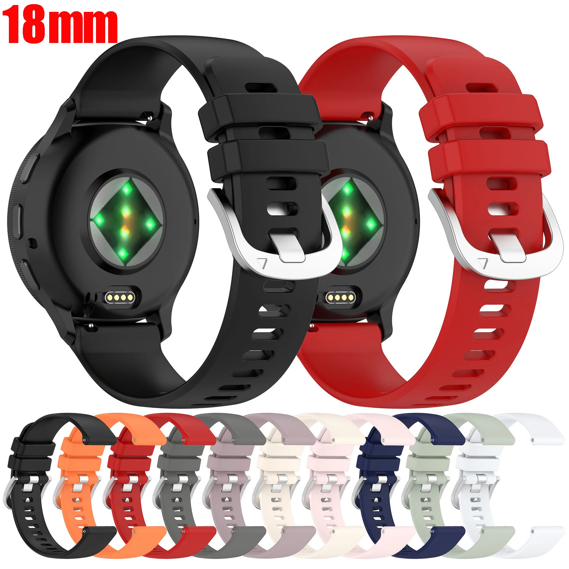 

18mm Strap For Garmin Venu 3S/2S/Forerunner 255S/265S/Vivoactive 4S/Vivomove 3S Silicone Sport Band For Huawei Watch GT 4 41mm