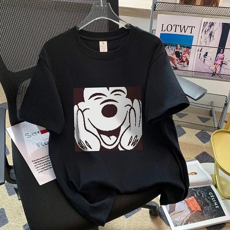 

Disney Cotton Cartoon Print Loose Short Sleeve Mickey 2025 Summer New Fashion Top Versatile Medium and Long T-shirt Tide