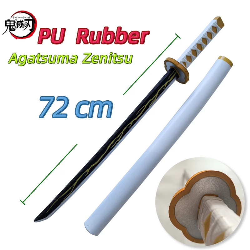 72cm Demon Slayer 1:1 Swords Tanjirou Zenitsu Katana Swords Killer Devils Real PU Japanese Anime Cosplay Prop Toy Gifts