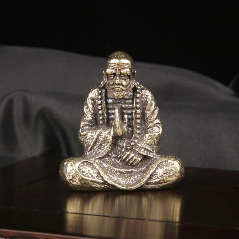 

Brass Bodhidharma Patriarch Buddha statue desktop decoration Zen figure bronze carving crafts decoration bronze ware