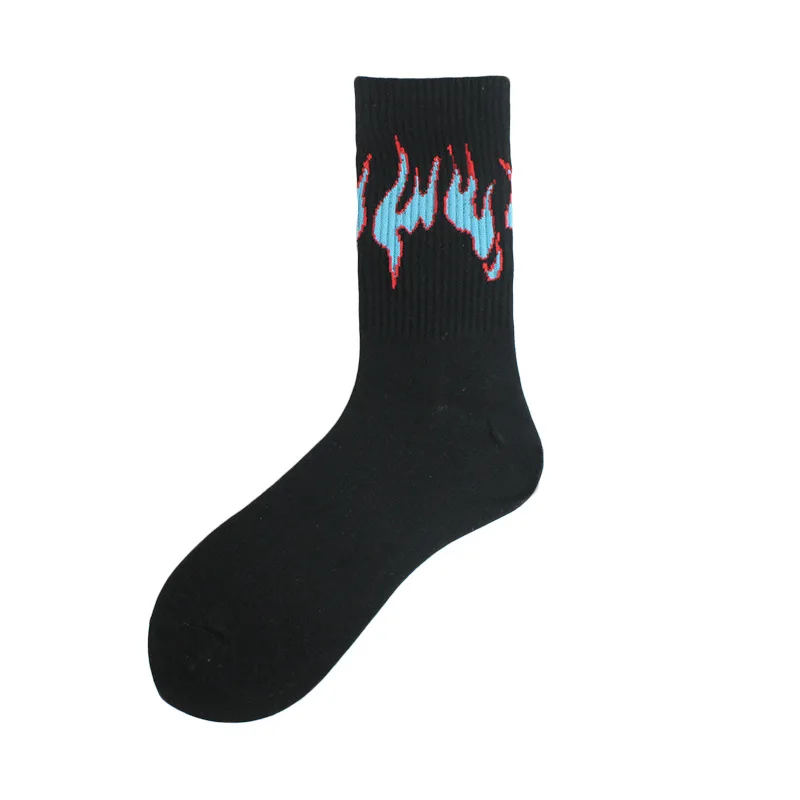 Unisex Flamme Schwarz Weiß Gelb Feuer Sokken Neuheit Hip Hop Harajuku Socken Skateboard Calceines Mujer Straße Skarpetki Socken – Detail 19