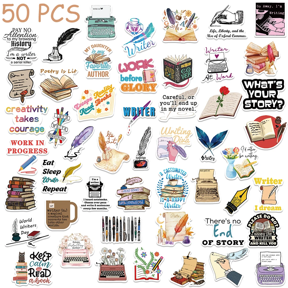 50pcs Writers Stickers Vintage Cartoon Graffiti Aesthetic Decals For Phone Laptop Skateboard Suitcase Guitar Waterproof Stickers