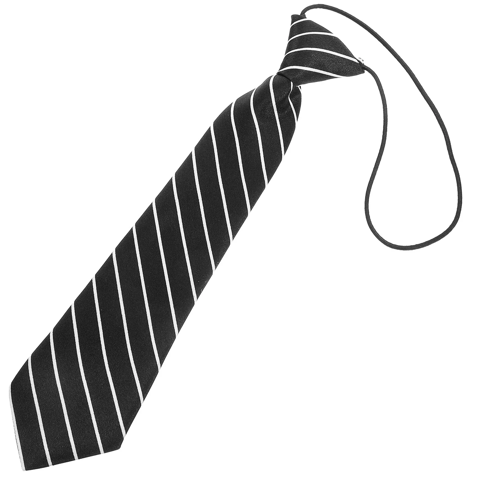 

Children's Tie Boys Necktie Black White Striped Fashionable Classic Design Soft Durable Quality Materials Polyester Yarn Student