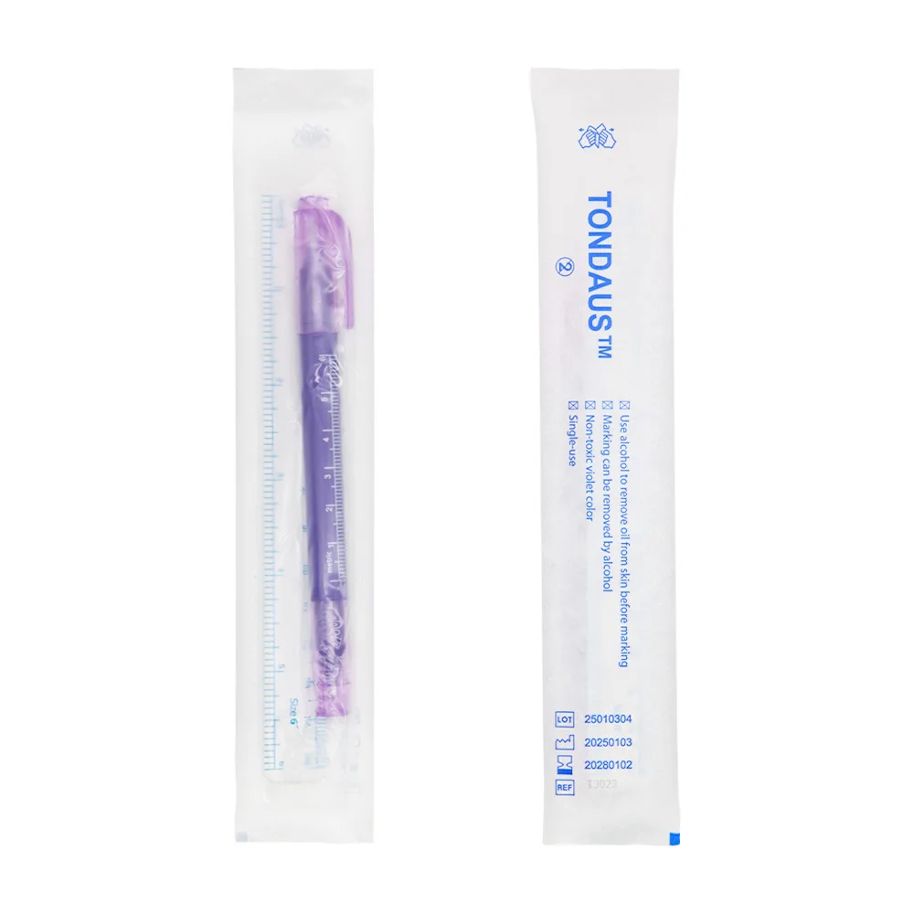 

10Pcs Professional Surgical Sterile Skin Marker Pen Microblading Tattoo Eyebrow Lip Skin Marker Pen with Measuring Ruler Set