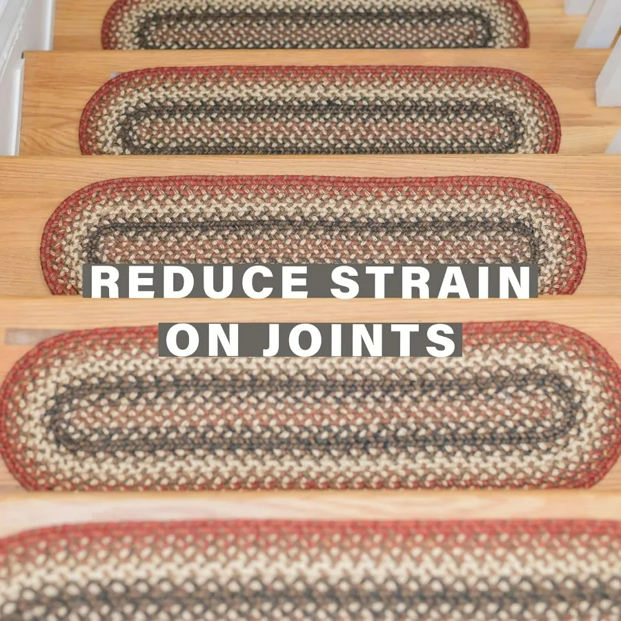 تشيستر الجوت مضفر الدرج خطوة معالج البلد لودج ديكور مجموعة من 13 الأحمر 8x28 البساط البيضاوي للسلالم سهلة التنظيف بإحكام Sti