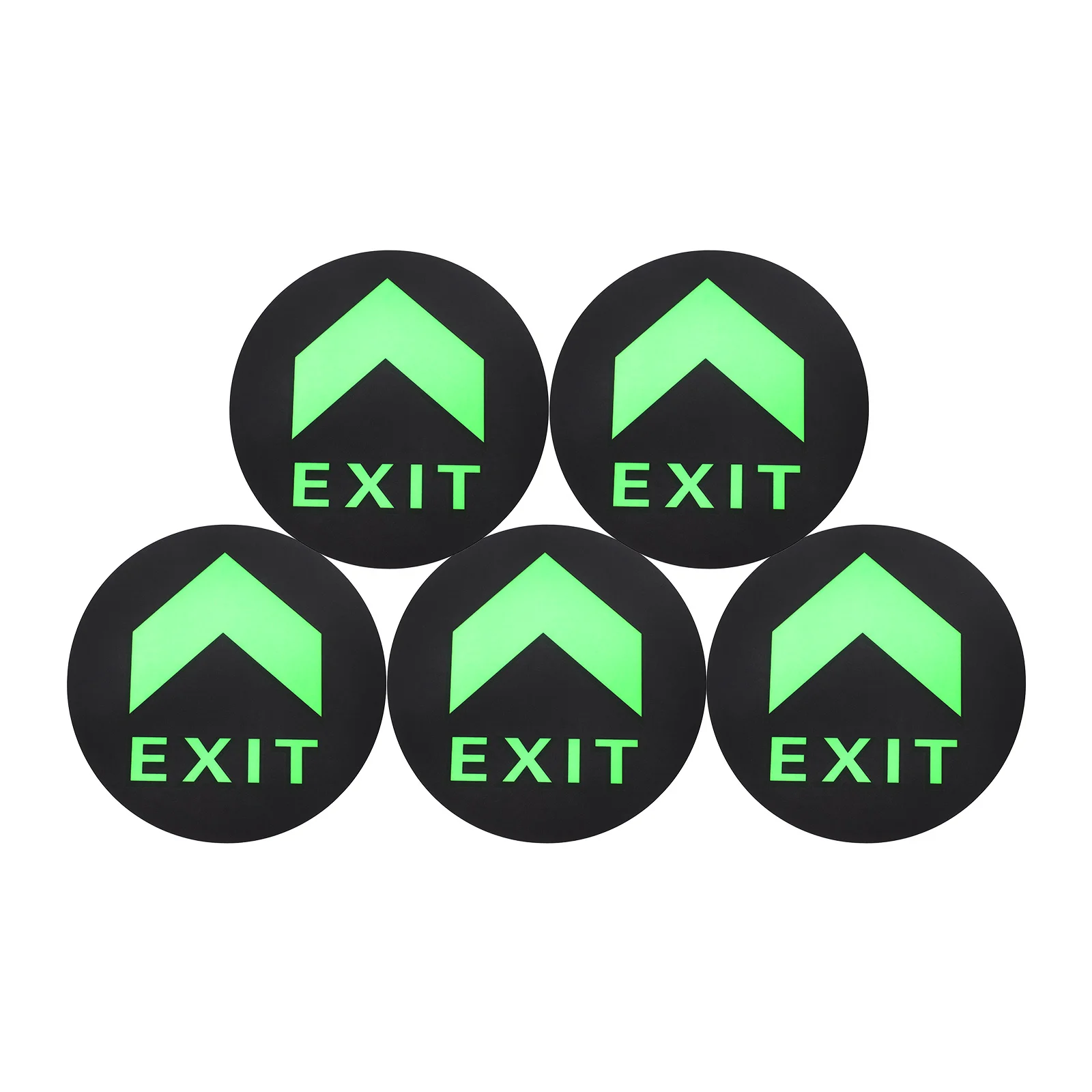5Pcs Exit Glow Safety Sign Floor Stickers Night Glow Adhesive Exit Decals Direction Indicator Guide for Emergency