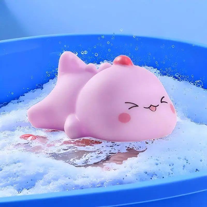 Kawaii 6 unids/lote juguetes de baño Animal suave dinosaurio polluelo juguete con sonido envío rápido presente para bebés niñas niños