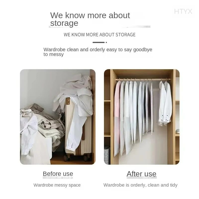 10PCS Clothes Dust Cover Transparent Thickened Washable PEVA Hanging Suit Coat Protector Household Storage Bag