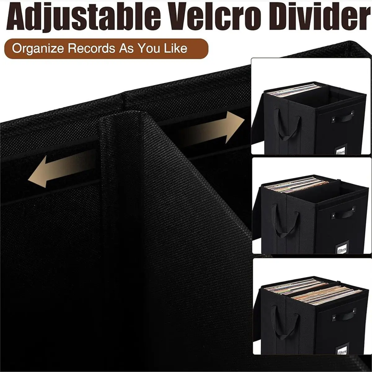 L73A NEW Vinyl Record Storage Box LP Album Organizer Case Fabric Record Crate for Album Protection and Easy Access