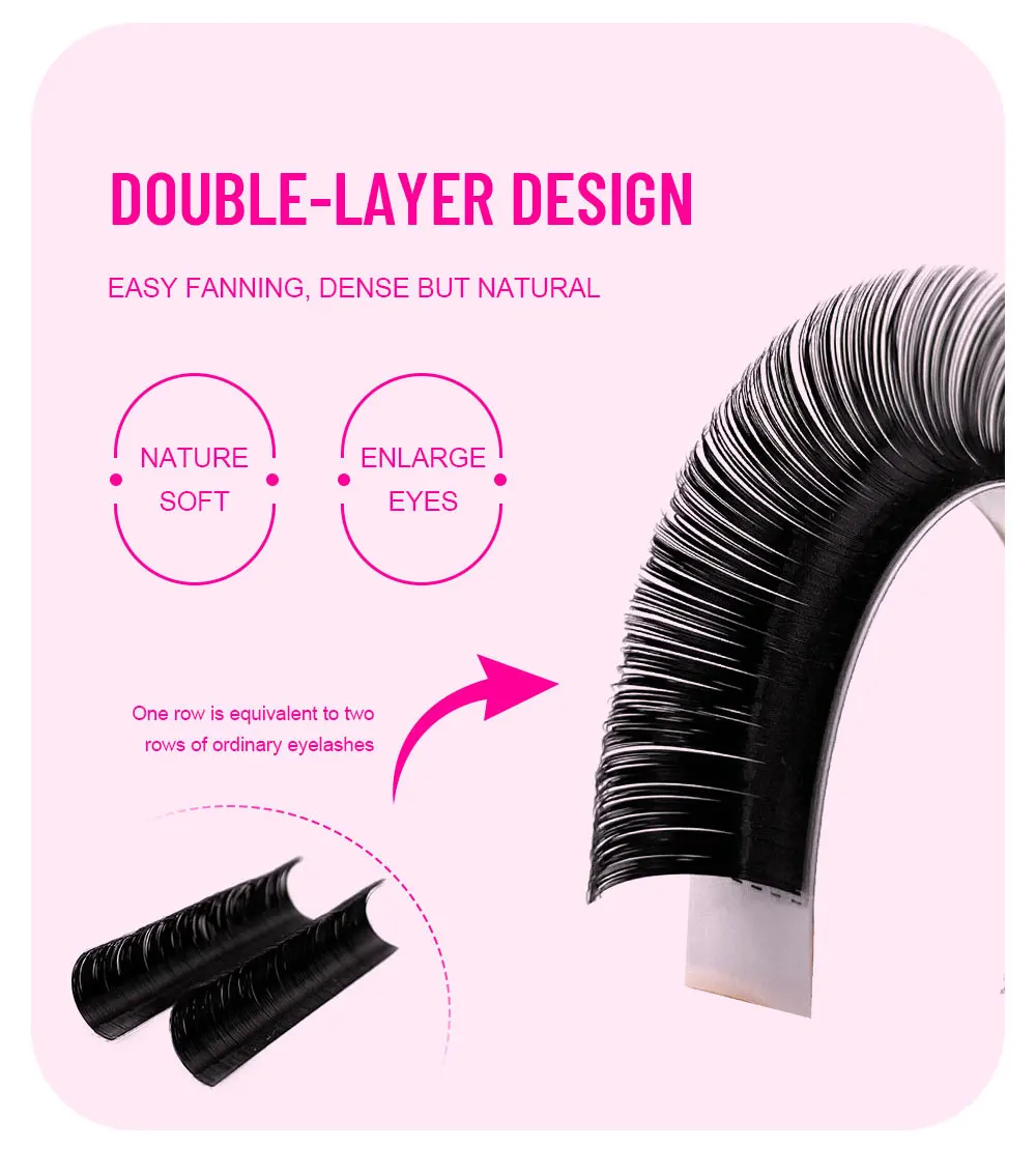 Abonnie 0.03-0.07mm M L Curl Easy Fan Lashes Mega Volume Fans Eyelash Automatic Flowering Fast Blooming Eyelash Makeup Cilios