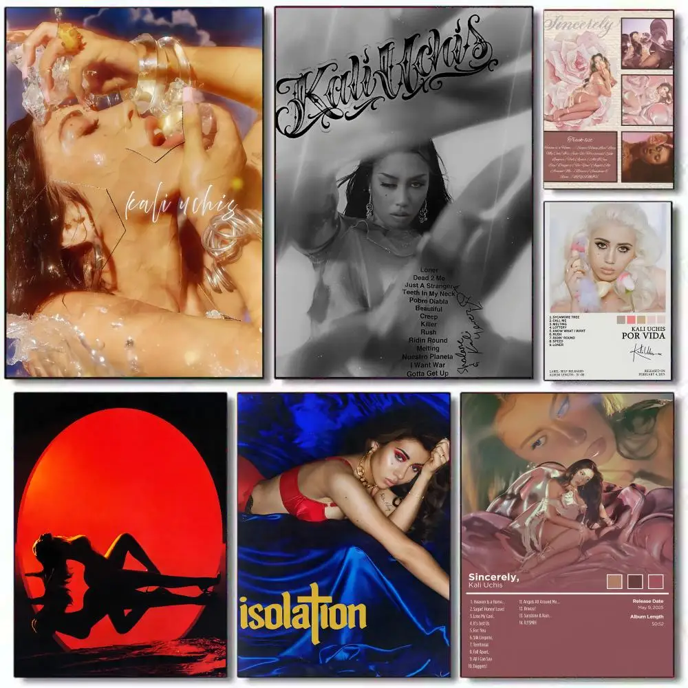 

Singer K-kali Uchis Painting Calligraphy Premium Waterproof Canvas Poster Wall Art for Living Room Bedroom Home Decoration Gift