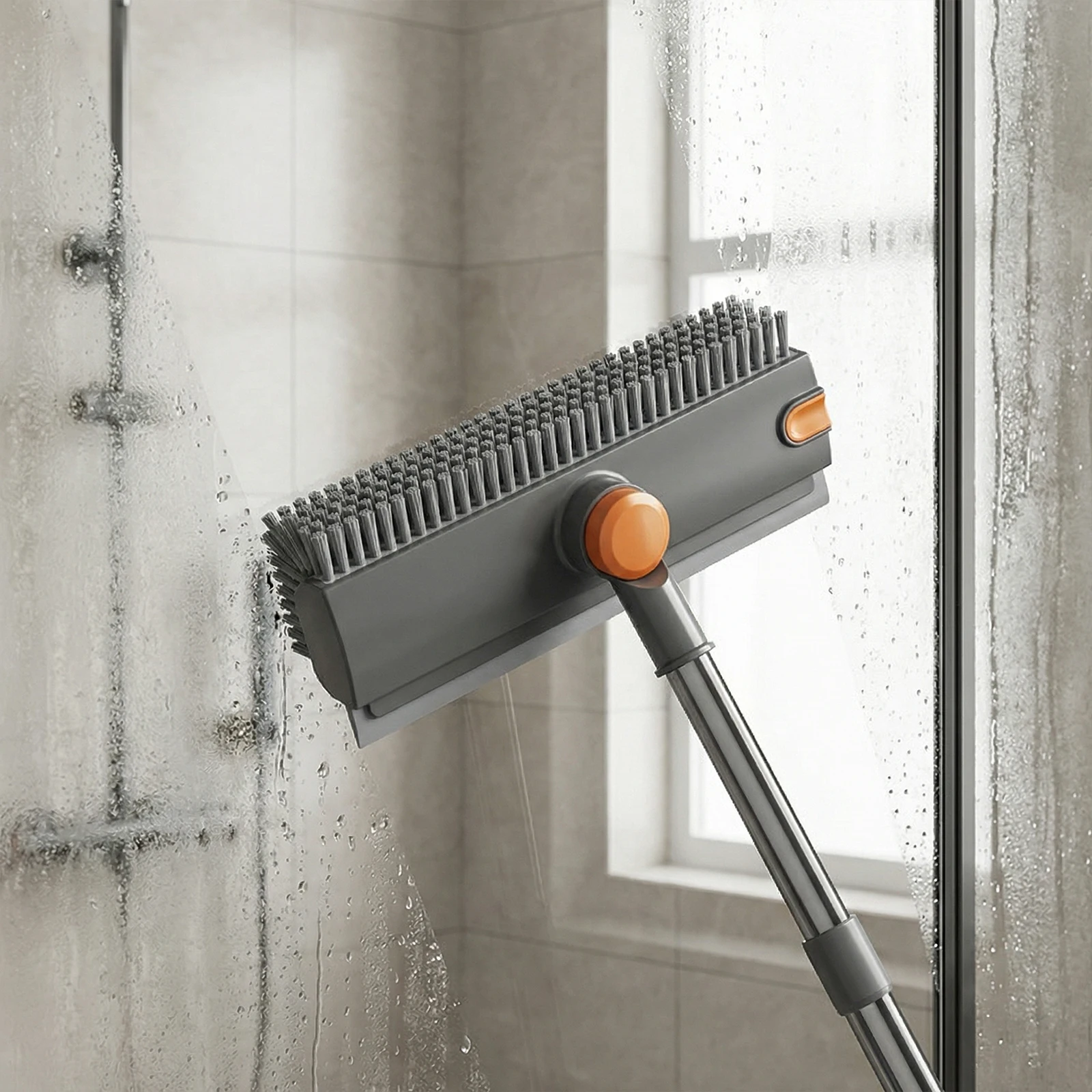 

Щетка-скребок 3-в-1 с жесткой щетиной и длинной ручкой, со скребком, водосгоном и пинцетом для чистки плитки, стен и террас