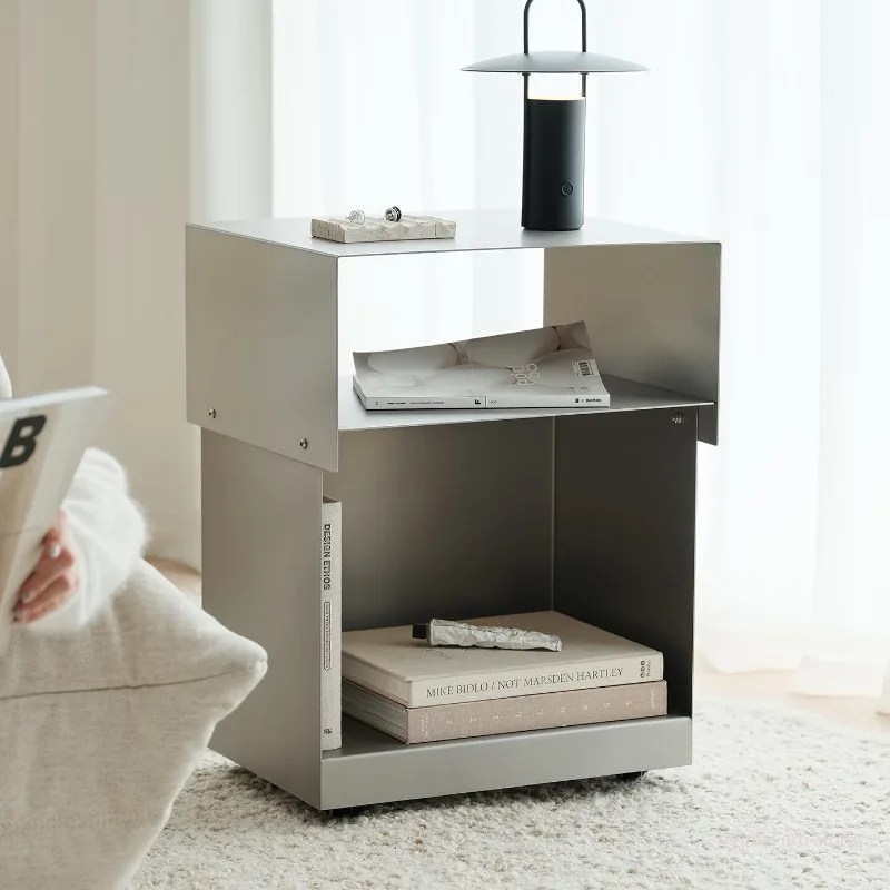 Nordic Midcentury Bauhaus Metal Compact Mobile Sofa Side Coffee Storage Nightstand