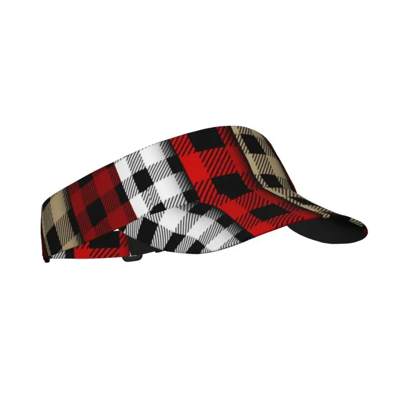 Set of Lumberjack Buffalo Plaid Sun Visor Hats Lightweight Packable Empty Top Visor Baseball Cap for Sport Golf Tennis Running