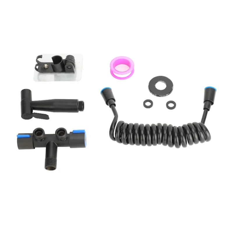 

Набор из 4 ручных бидетных распылителей черного цвета из нержавеющей стали 201, без сверления, для ванной комнаты