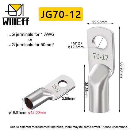 JG Koperen Krimpklem Ringklem Verzinkte Klem Voor Elektrische Kabelverbinding M6 M8 M10 M12 Kabel Draadklem