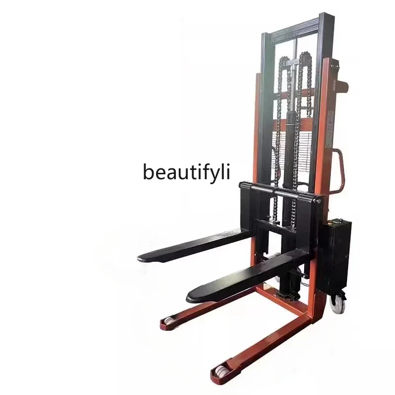 SS new style Manual Hydraulic Forklift Stacker 1 Ton 2 Tons Semi-Electric Lift Truck Hand Push up Trailer Small Forklift