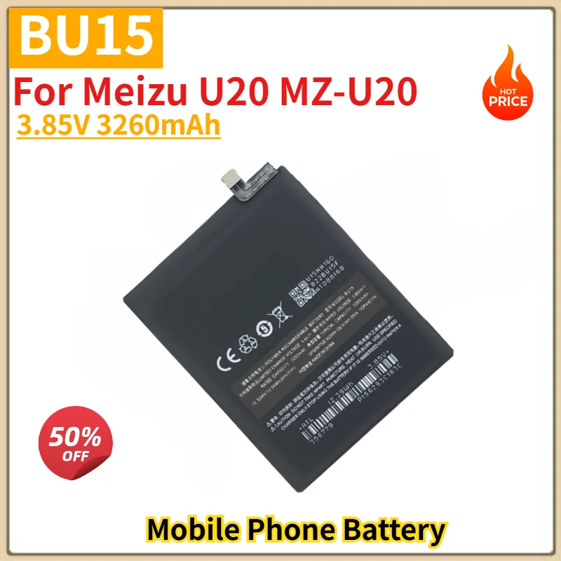 BU15 Battery 3.85V 3260mAh For Meizu U20 MZ-U20 Mobile Phone High Quality Replacement Battery