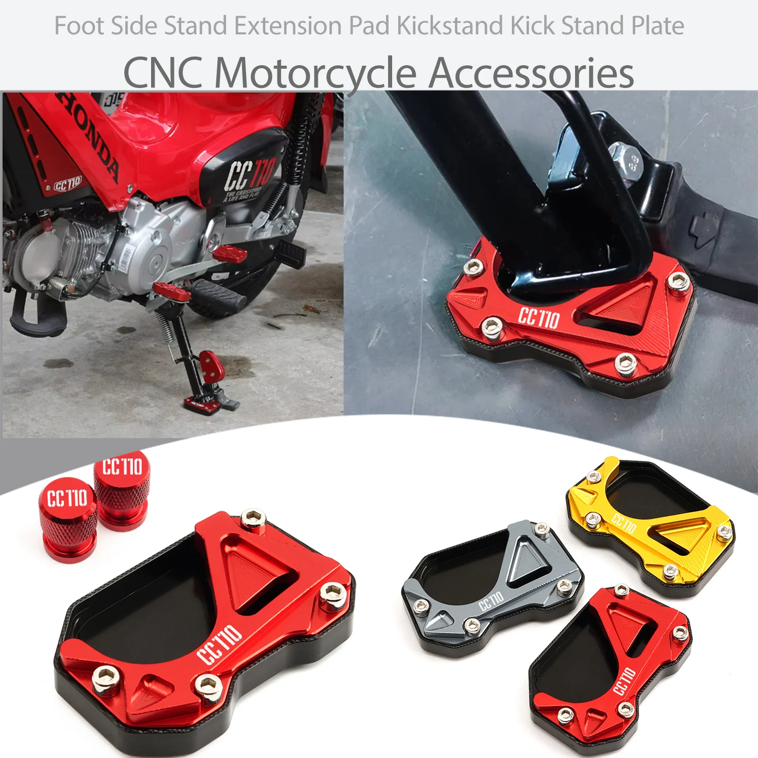 

For Honda 110 Cross Cub 110 CC110 CC 110 CC 110CC Motorcycle Accessories Foot Side Stand Enlarge Extension Pad Shelf Kickstand