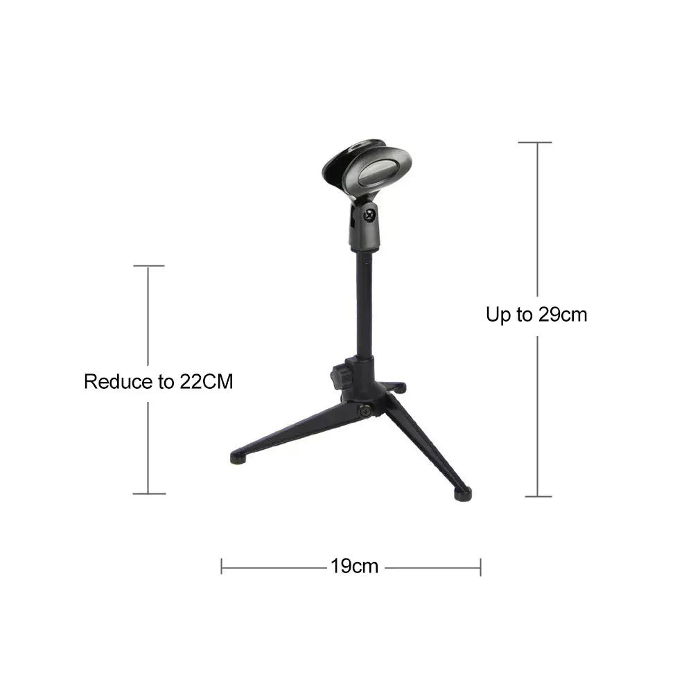 Universal Microphone Stand Desktop Tripod Mini Portable Table Stand Adjustable Mic Clip Holder Bracket Lightweight Bracket 