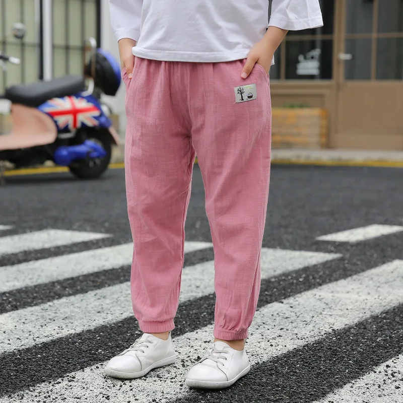 Children's Mosquito Proof Pants Made of Pure Cotton Summer Thin and Loose Children's Lantern Pants Boys' and Girls' Casual Pants