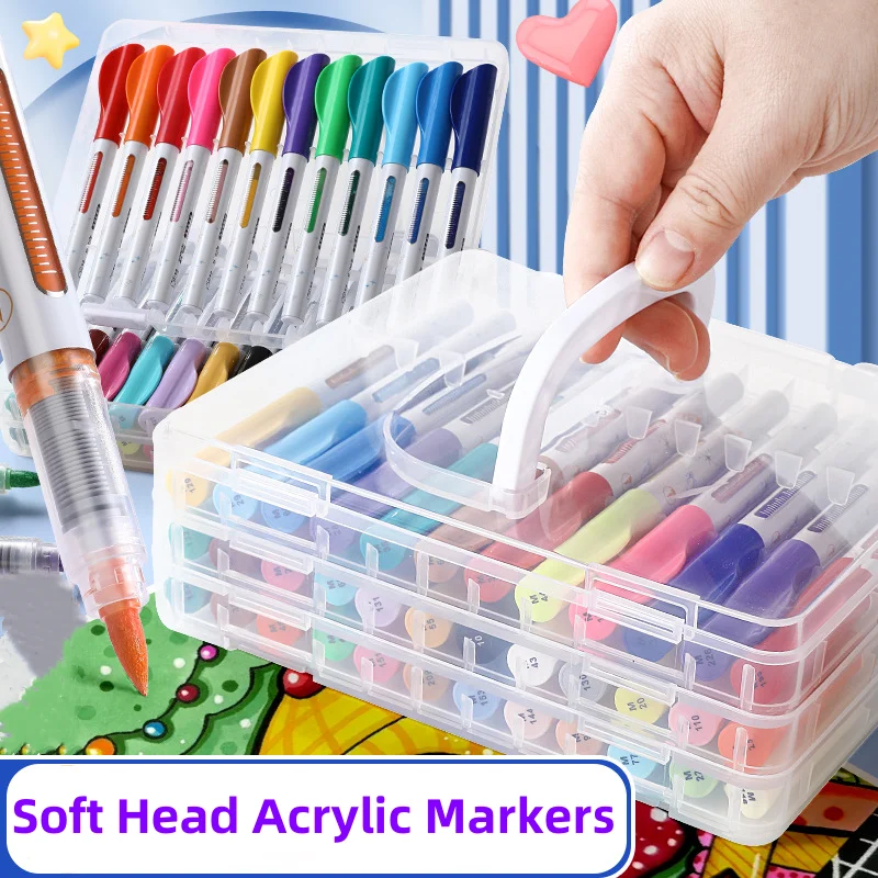 

Soft Head 12/24/36 Colors Acrylic Markers Set Drawing Art Markers Pens Graffiti Manga Stationery School Art Supplies