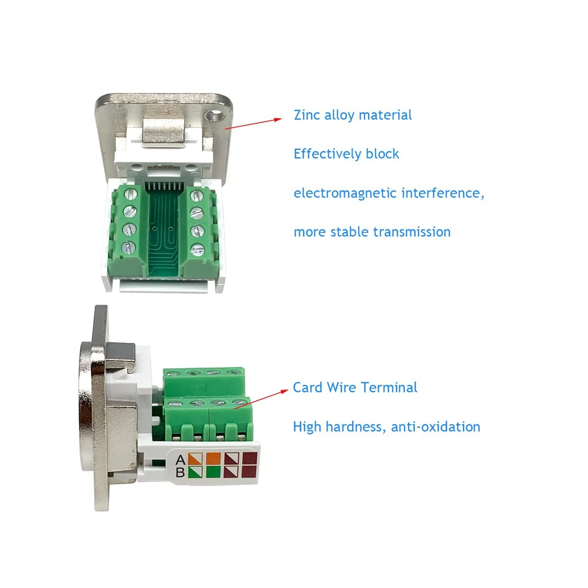 RJ45 Panel Mount Screw Terminal Adapter, RJ45/8P8C Panel Mount Connector,D-Type RJ45 Female Solderless Terminal