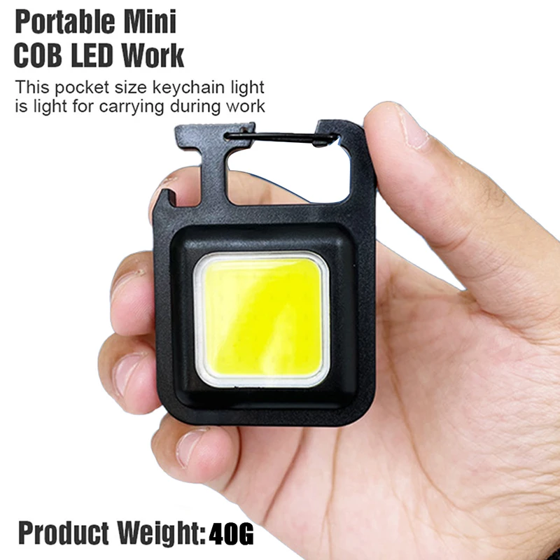 Mini Keychain Flashlight Mini Glare COB Work Light USB Rechargeable Bottle Opener Magnetic Adsorption Ultra-Light Emergency Lamp