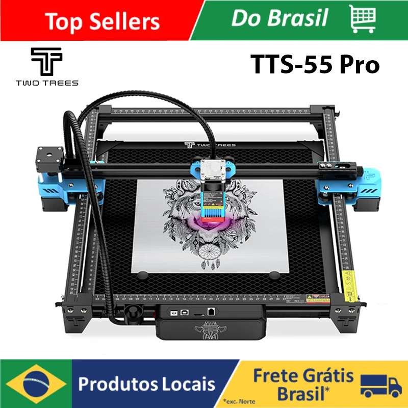 TwoTrees-TTS-55 Pro Gravação a Laser e Máquina de Corte, Gravação 300x300mm, potência do laser de 5,5 W, proteção para os olhos