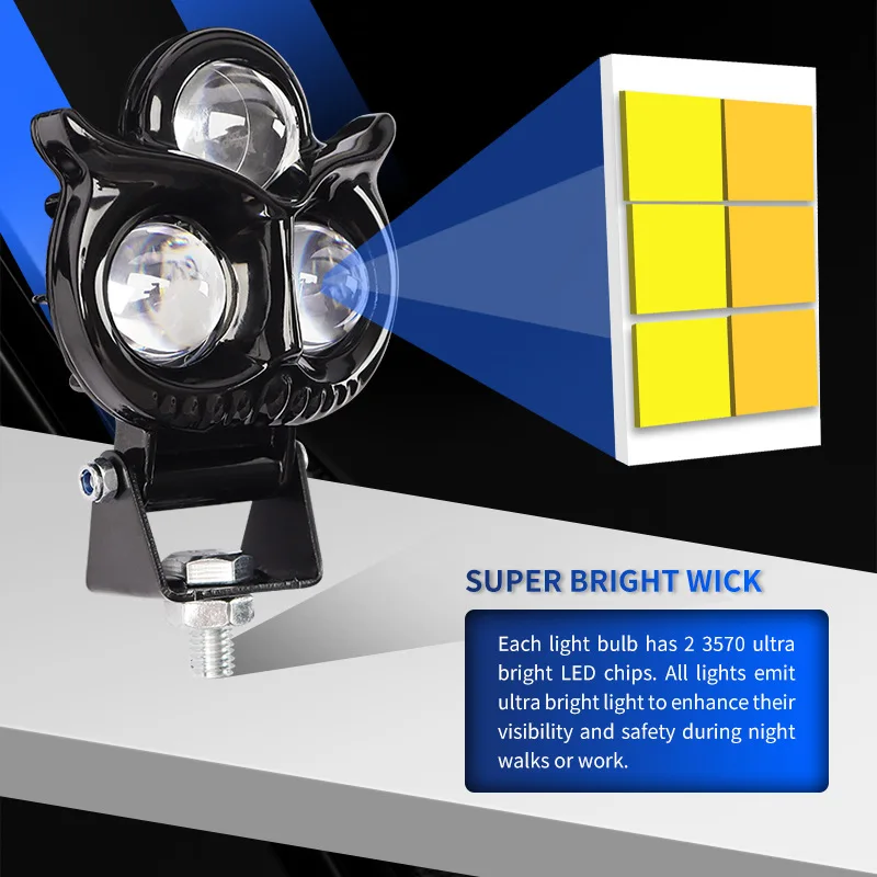 البومة نمط الثلاثي عدسة LED بقعة ضوء كشافات مقاومة للماء للدراجات النارية سيارة على الطرق الوعرة E-الدراجة اختراق اكسسوارات السيارات