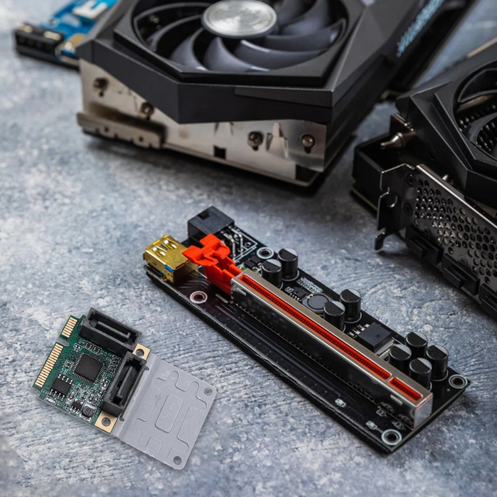 Mini PCI-E To SATA3.0 Riser Card M.2 PCI-E 2.0 Expansion Card B+M Key SSD Adapter Card 5/2.5 Gbps 2/4 SATA 3.0