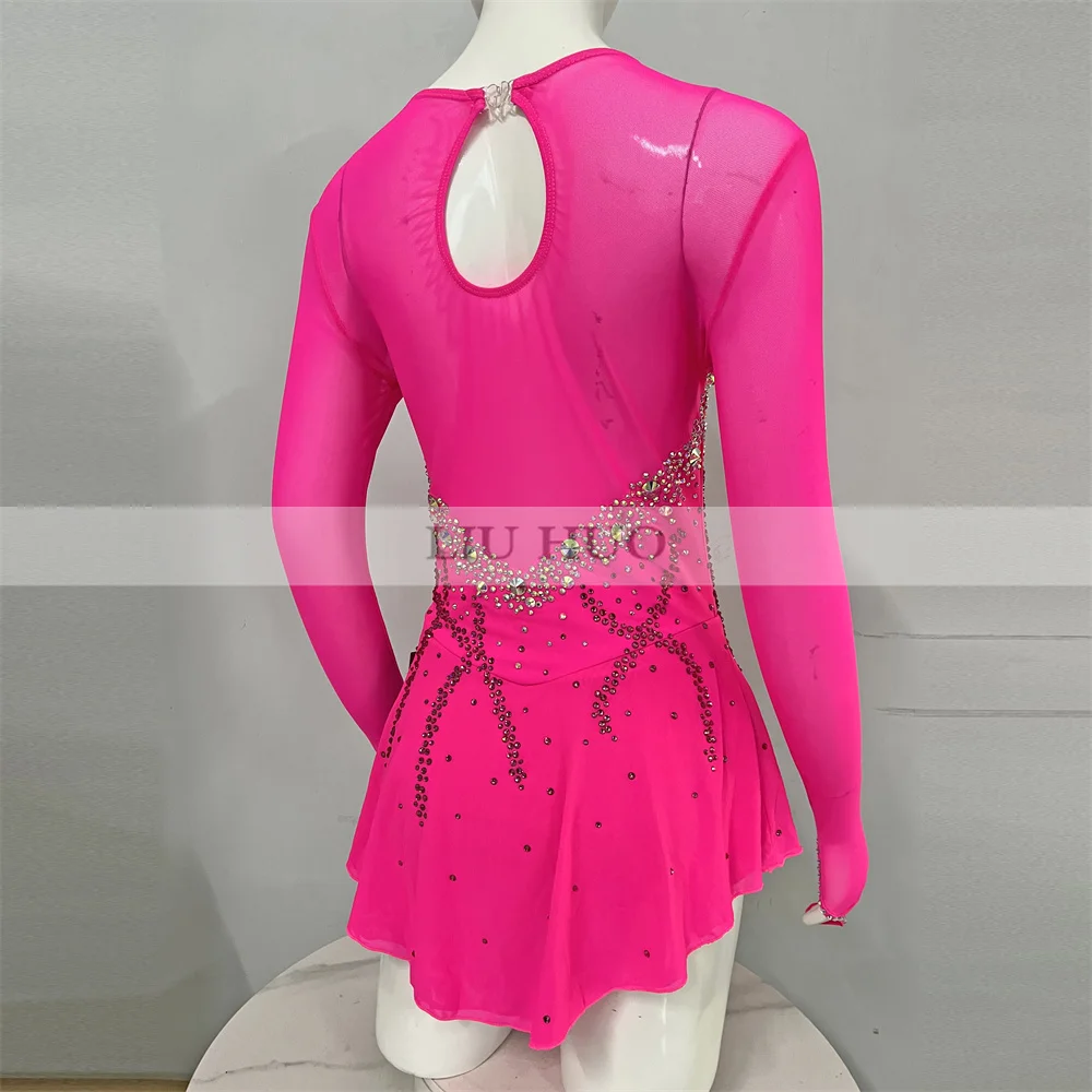 LIUHUO Ice Dance Figure Skating Dress Women Adult Princess Teen Girl Customize Costume Performance Competition Roller Rose Red