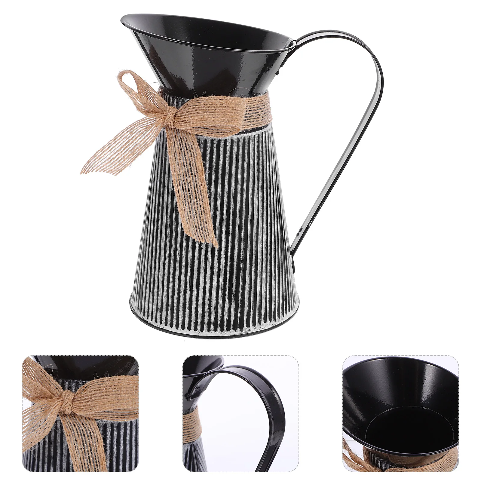 

Vintage Iron Bucket Dried Flower Container Floral Arrangement Vase Metal Plant Pot Farmhouse Rustic Decorative Bucket Dried