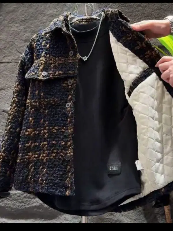 

Мужская вязаная куртка на хлопковой подкладке с воротником-стойкой, универсальная, дышащая, легкая, класса люкс, для весны и осени