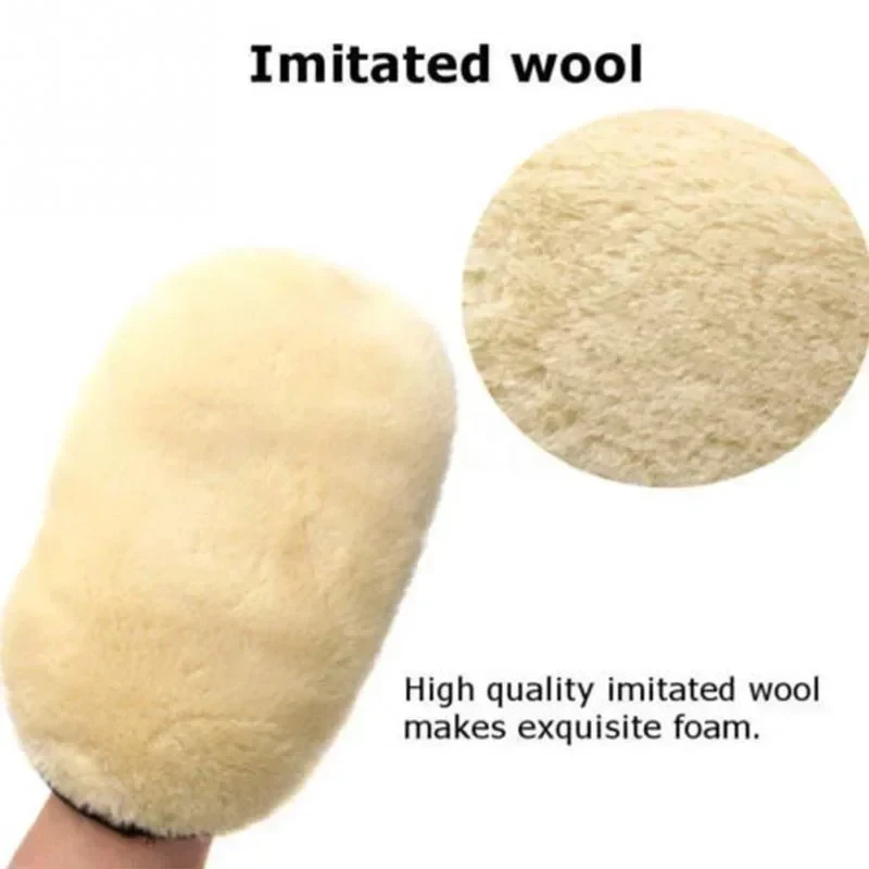 2pcs Microfiber Car Fleece Wool Cleaning Gloves Polishing Cloth Wiping Car Care Soft Cloth Brush Tool