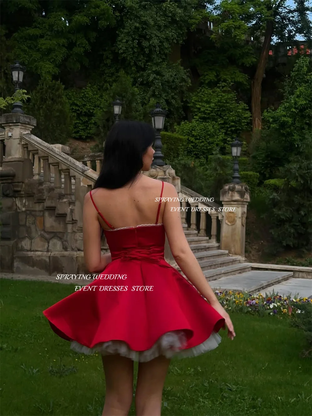 SPRAYING – robe de bal en Satin rouge, Sexy, bretelles en cœur, Mini robe de soirée, ligne A, courte au-dessus du genou, robe de Cocktail personnalisée, 2025