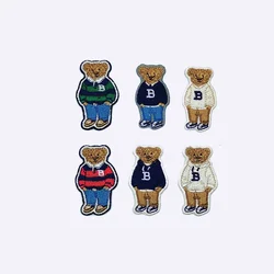 Remendos bordados de urso fofo de desenho animado, ferro em costura em remendo para roupas, apliques diy, acessórios de emblema decorativo, adesivos