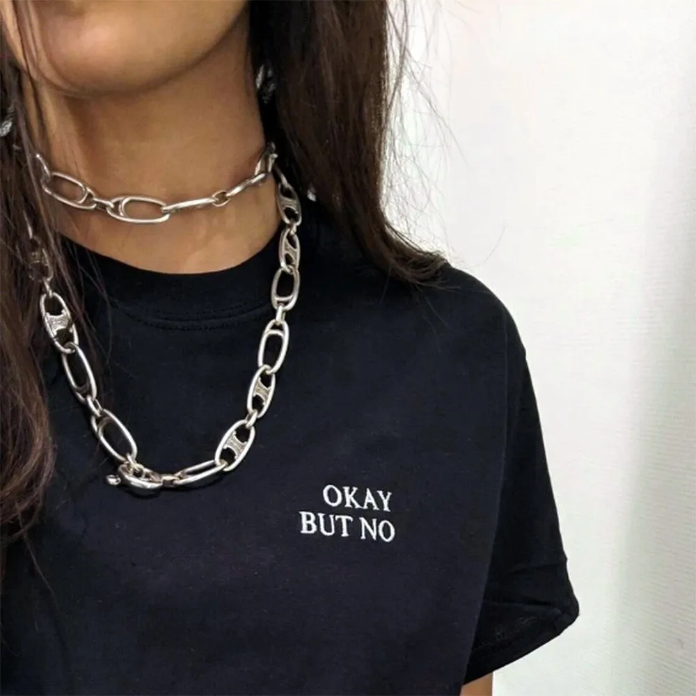 OK But No Letters Embroidered T Shirts Unisex Men Women Summer Loose Cotton Short Sleeve Tops 2025 Street Fashion Tee Shirt